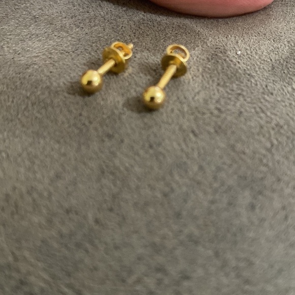 22k solid gold ball earrings - Picture 3 of 5